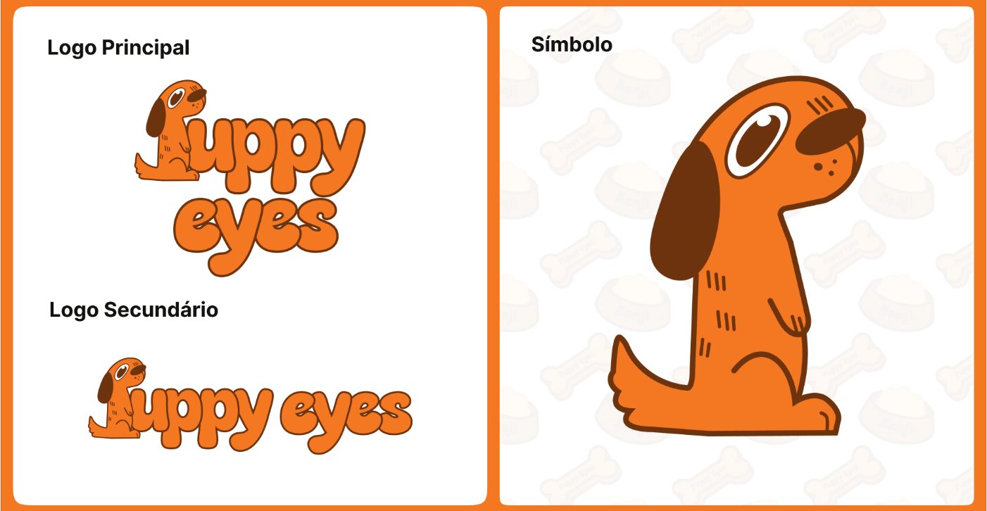 Logótipos principal e secundário e símbolo da marca Puppy Eyes