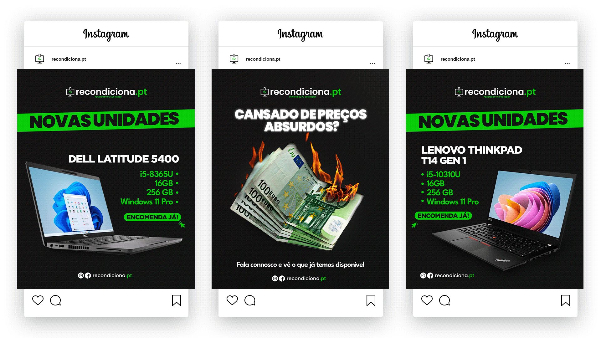 Aplicações para Instagram da identidade recondiciona.pt